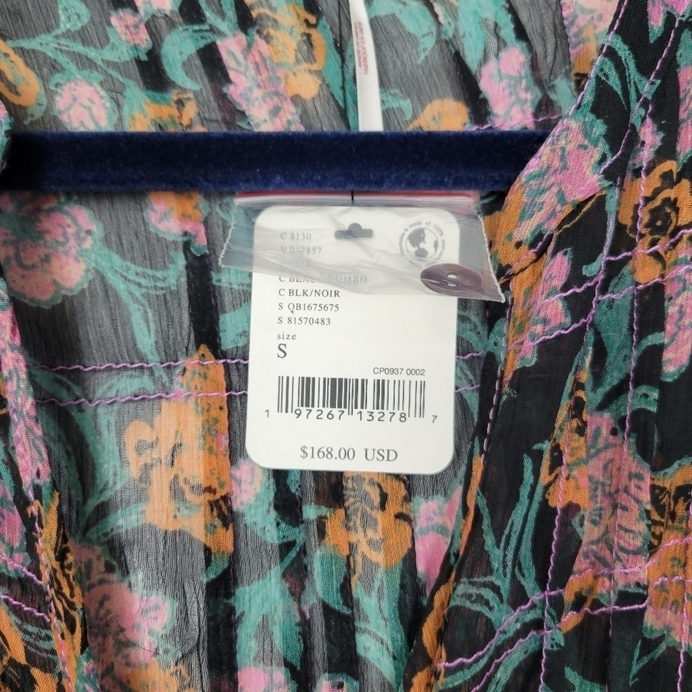 NWT Free People See It Through Floral Pleated Boho Maxi Dress Size Small - Picture 15 of 15